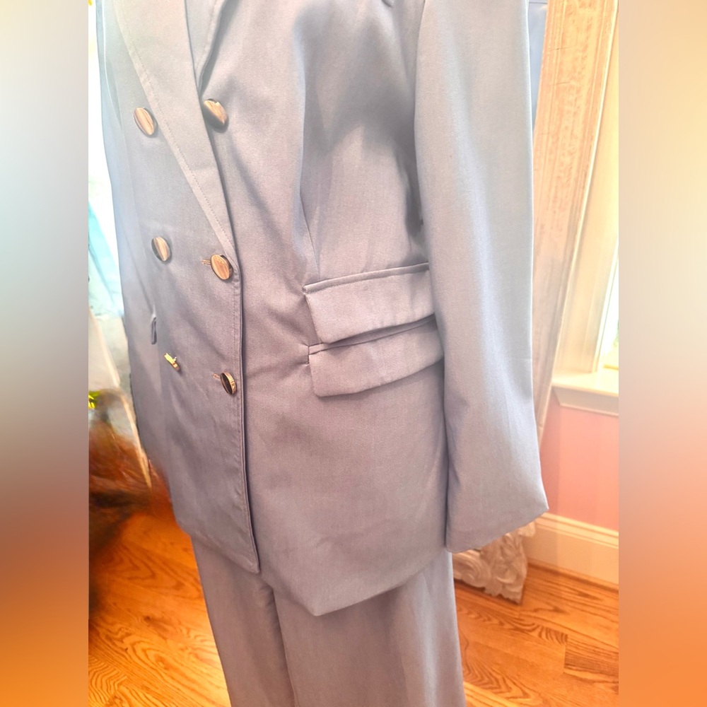 Women's Light Blue Double-Breasted Jacket light denim